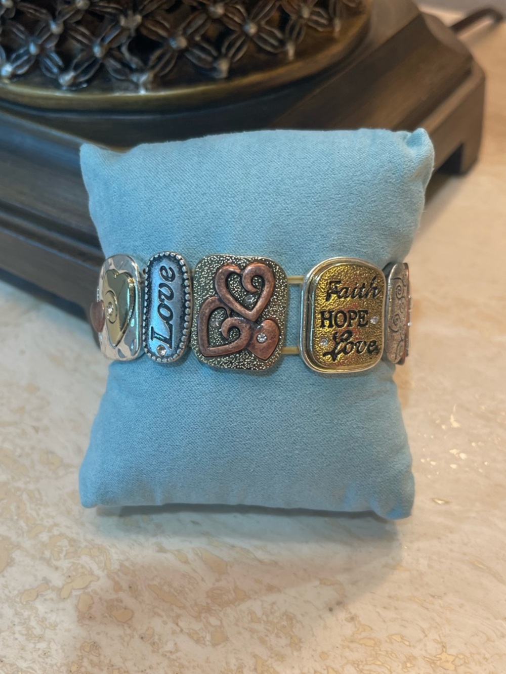 Faith Hope Love Mixed Metal Charm Bracelet